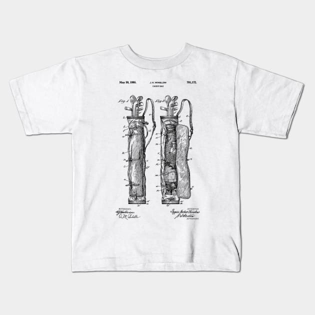PATENT DRAWING / 1905 - Caddy Bag - black Kids T-Shirt by Daniel Coulmann